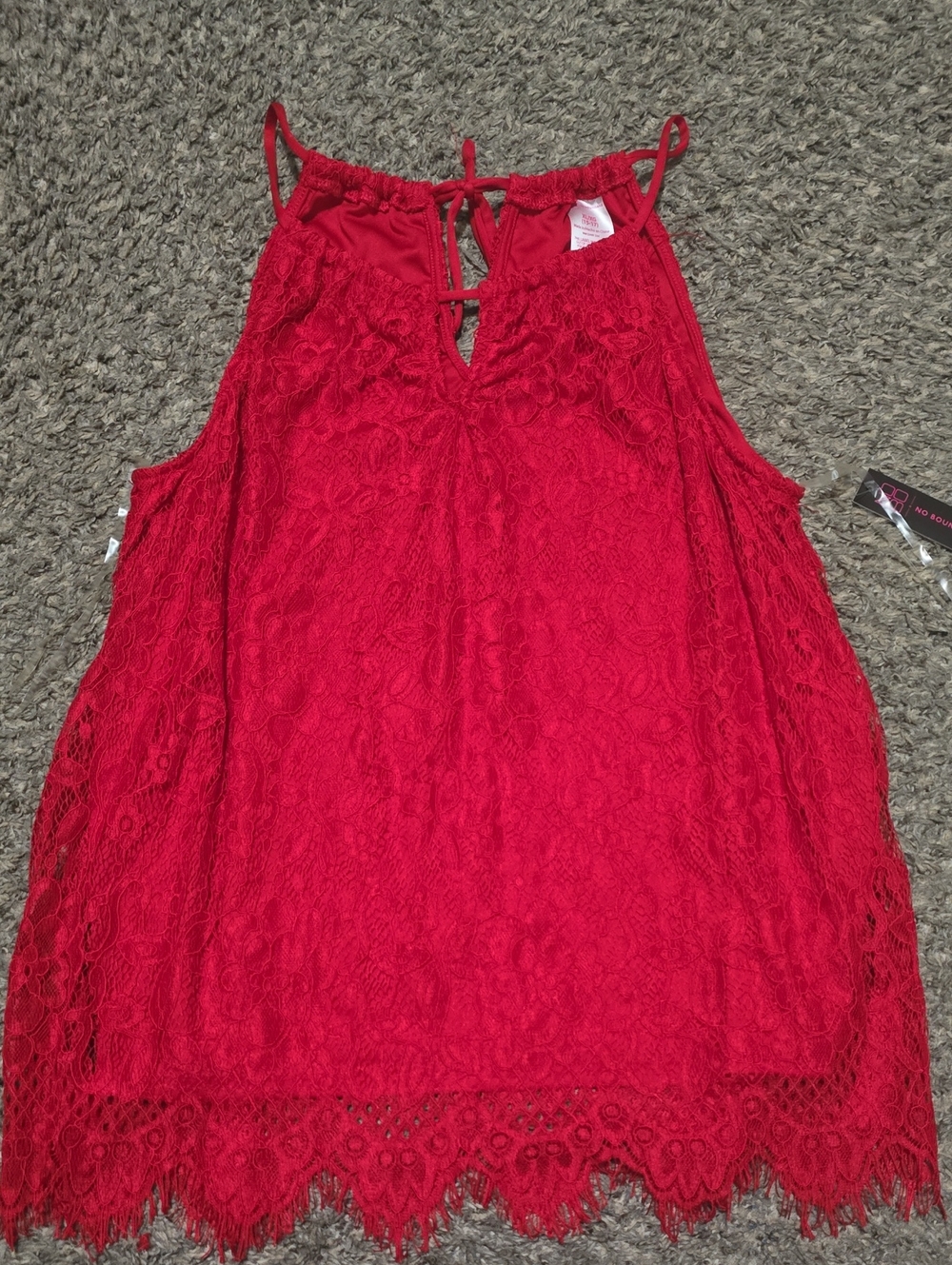 No Boundaries Red Lace Halter Camisole
